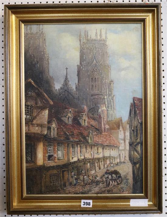 Victorian School, oil on canvas, laid on board, Catherdral view